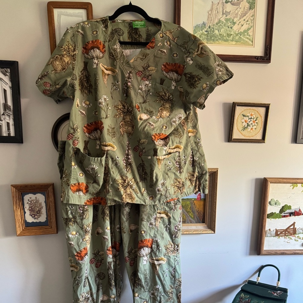 Floral Green Scrub Set